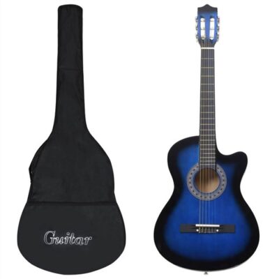 12 Piece Western Acoustic Guitar Set with 6 Strings Blue 38