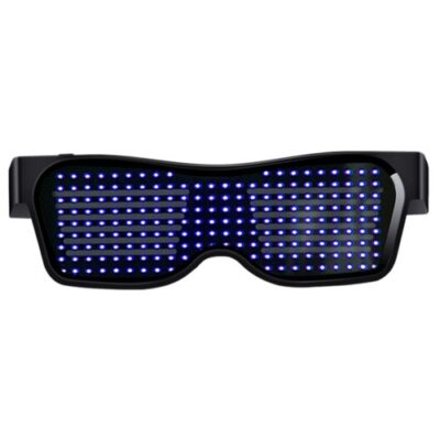 Rechargeable LED Light Emitting Bluetooth Glasses Black Frame Blue