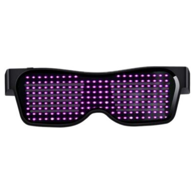 Rechargeable LED Light Emitting Bluetooth Glasses Black Frame Pink