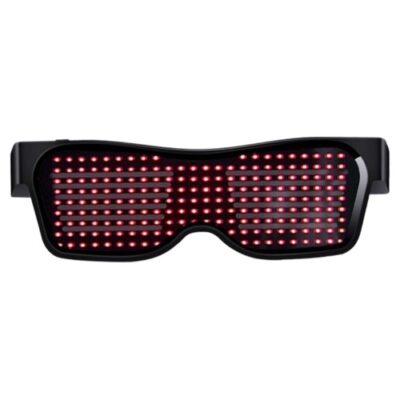 Rechargeable LED Light Emitting Bluetooth Glasses Black Frame Red