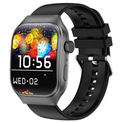 T15 Plus Touch Screen Smartwatch Black Frame Silicone Strap