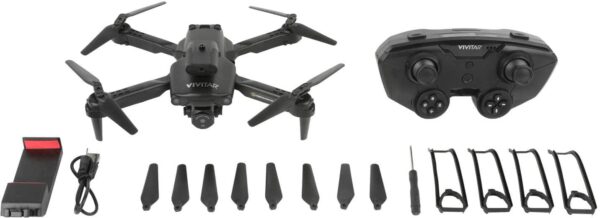 Vivitar - Air View Foldable Drone with Remote - Black