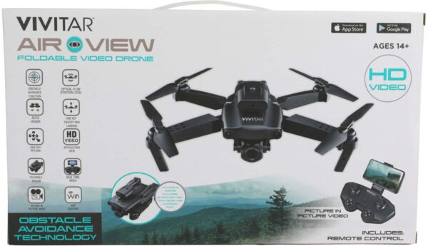 Vivitar - Air View Foldable Drone with Remote - Black