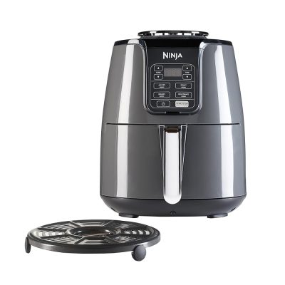 Ninja Air Fryer, 3.8L, 4-in-1, Uses No Oil, Air Fry, Roast, Reheat, Dehydrate, Non-Stick, Dishwasher Safe Basket, Cooks 2-4 Portions, Digital, Grey & Black, AF100UK